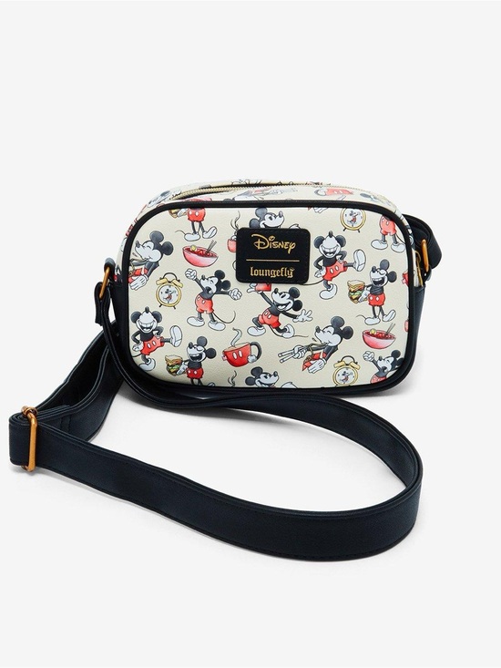 Loungefly Handbags - ‼️NWT‼️ Loungefly Disney Mickey Mouse Cream Crossbody Bag with Black Strap